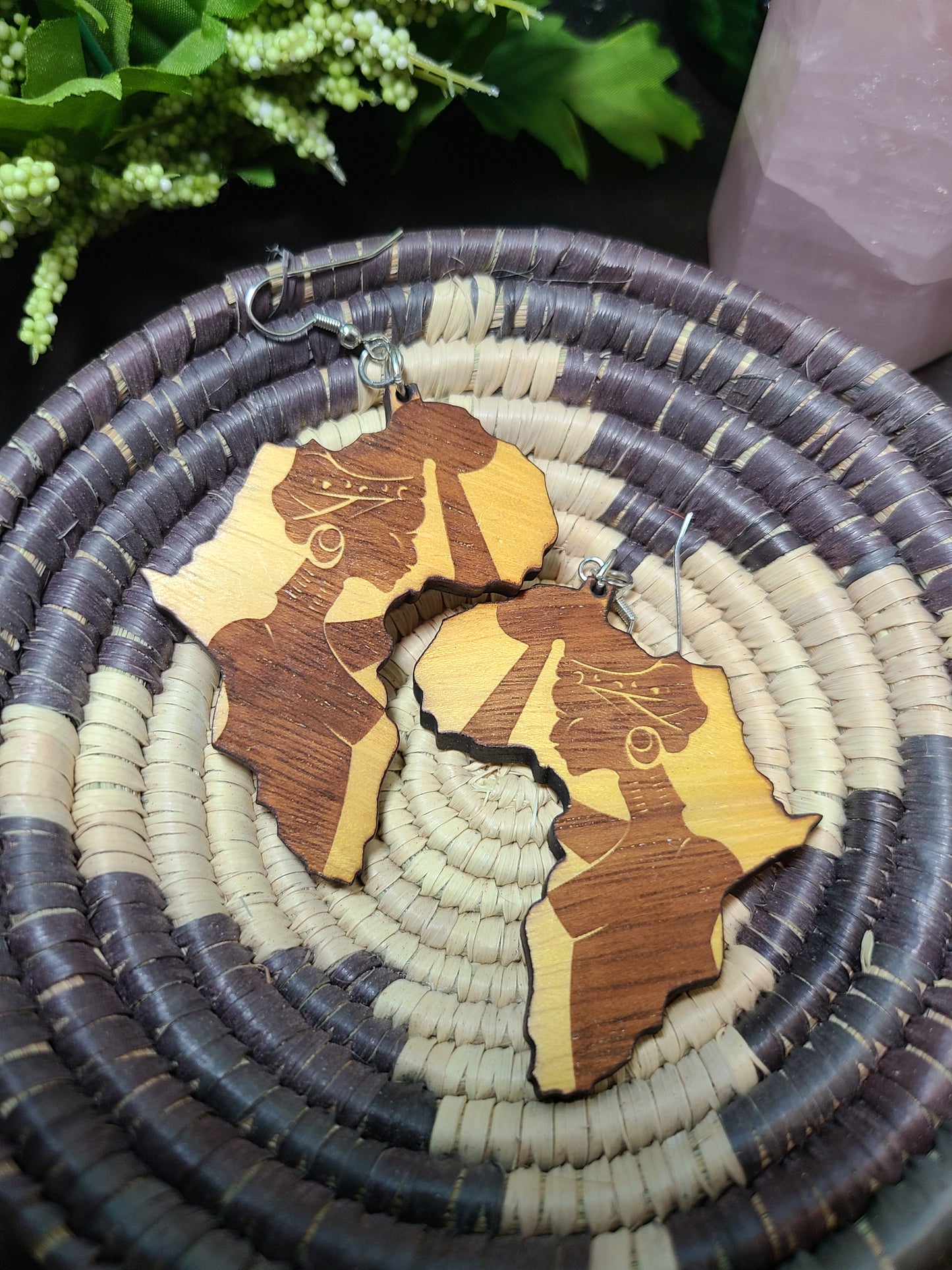 Wooden African Queen Earrings