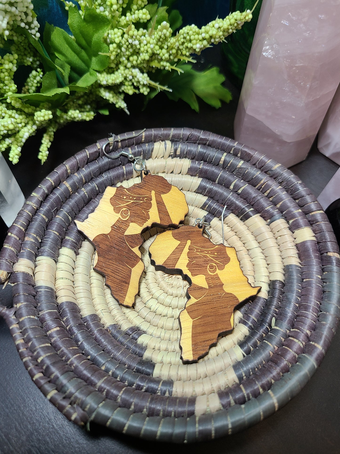 Wooden African Queen Earrings