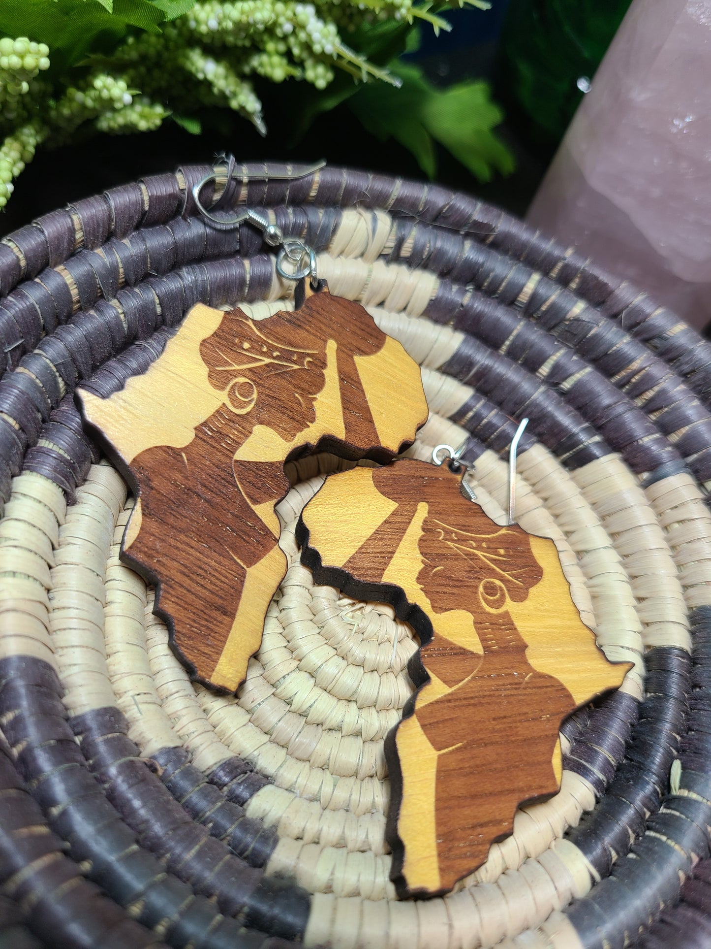 Wooden African Queen Earrings