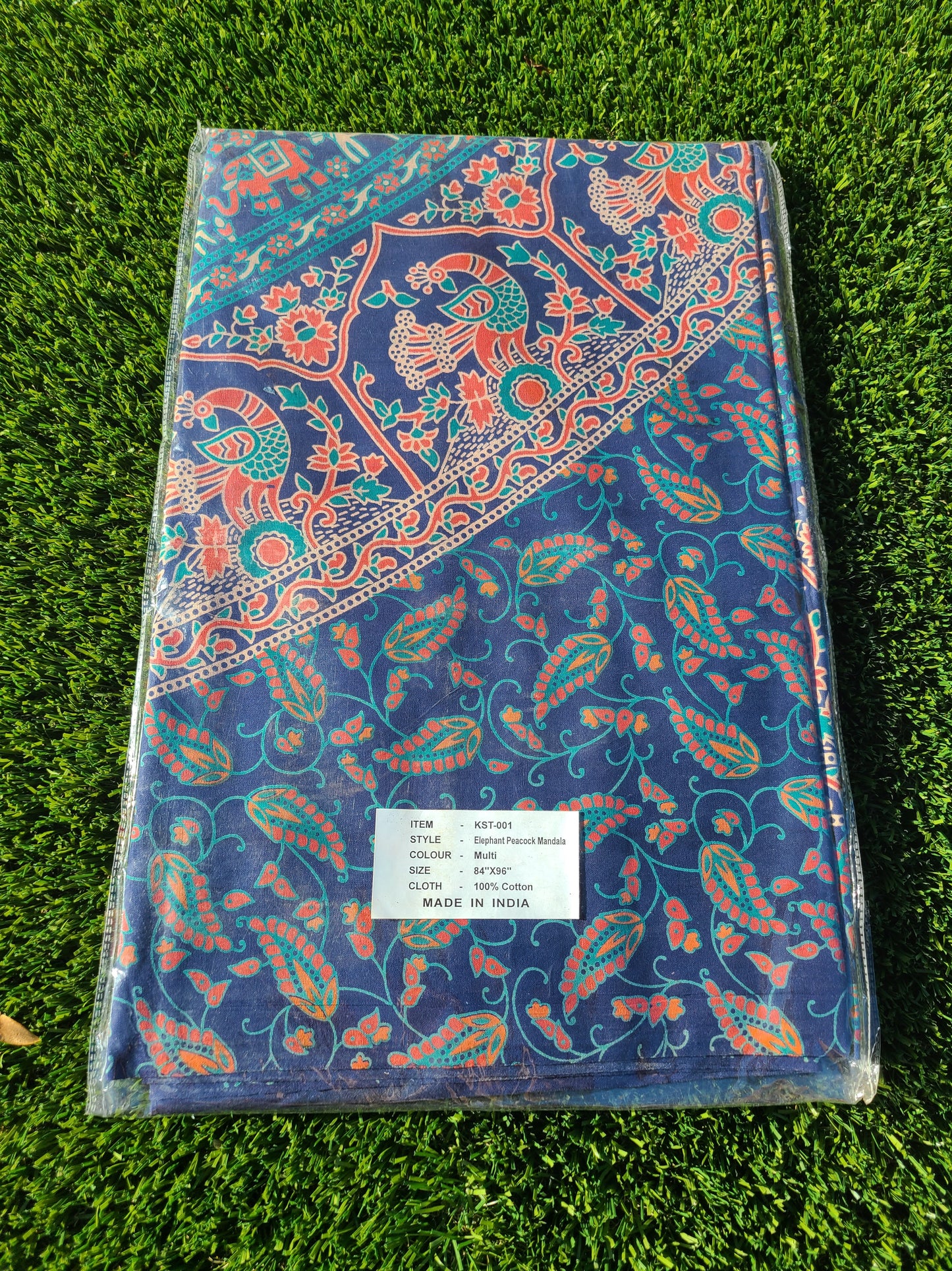 Elephant Peacock Mandala Tapestry