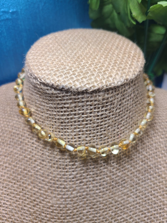 Amber Baby Necklace - bright yellow