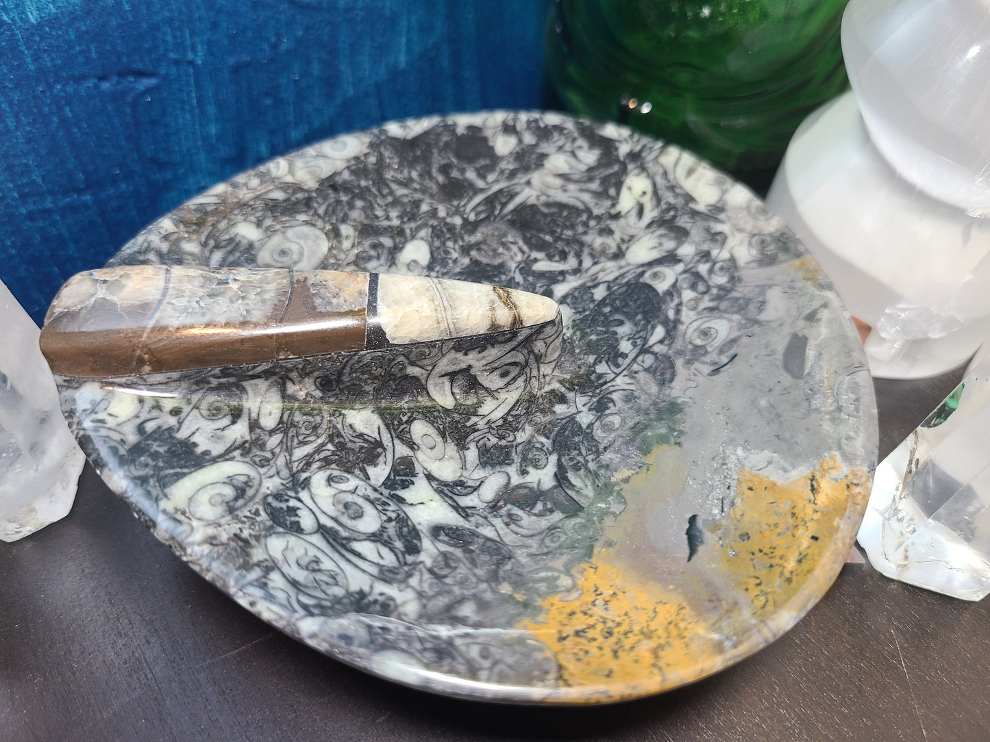 Ammonite/Orthoceras Carved Dish