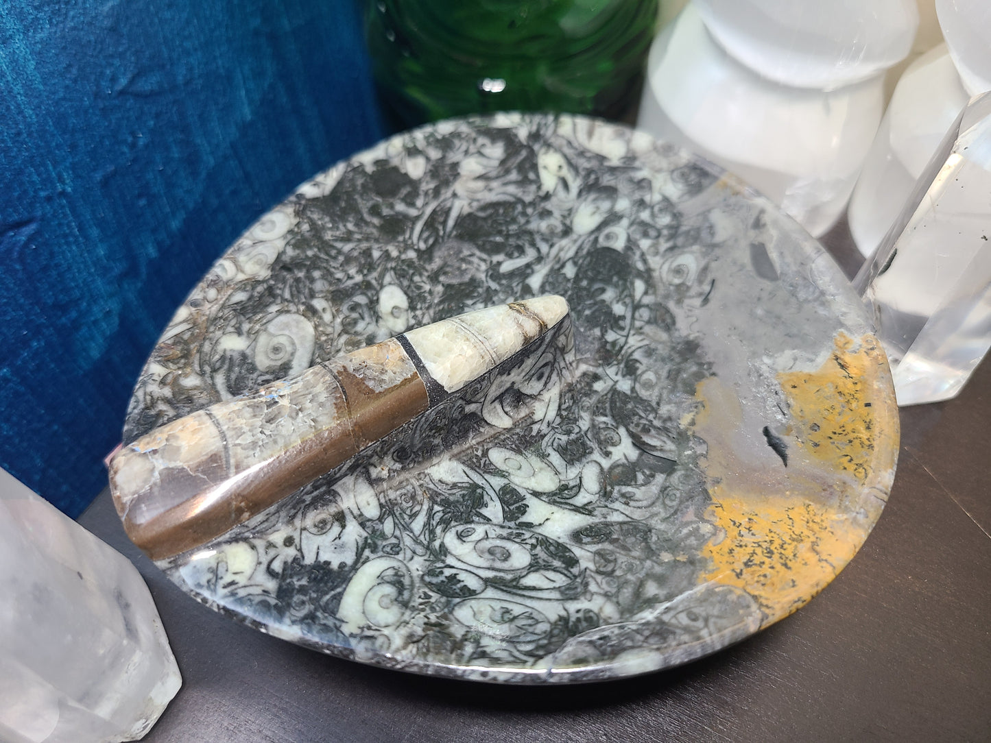 Ammonite/Orthoceras Carved Dish