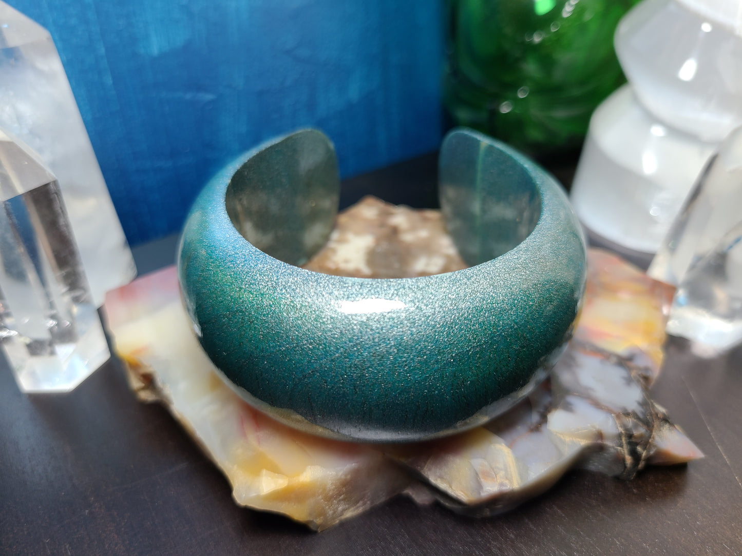 Shimmery Blue Wood Cuff