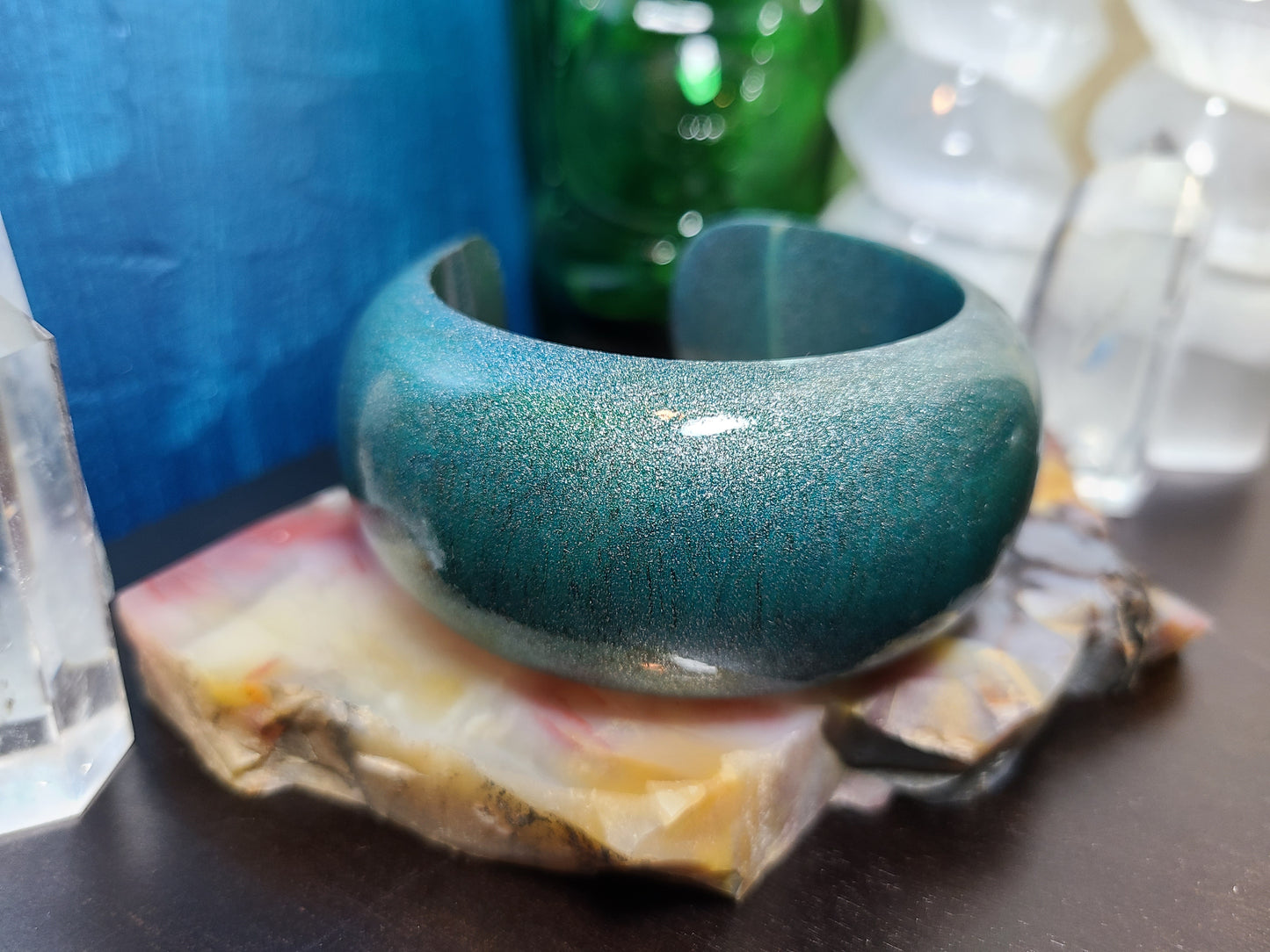 Shimmery Blue Wood Cuff