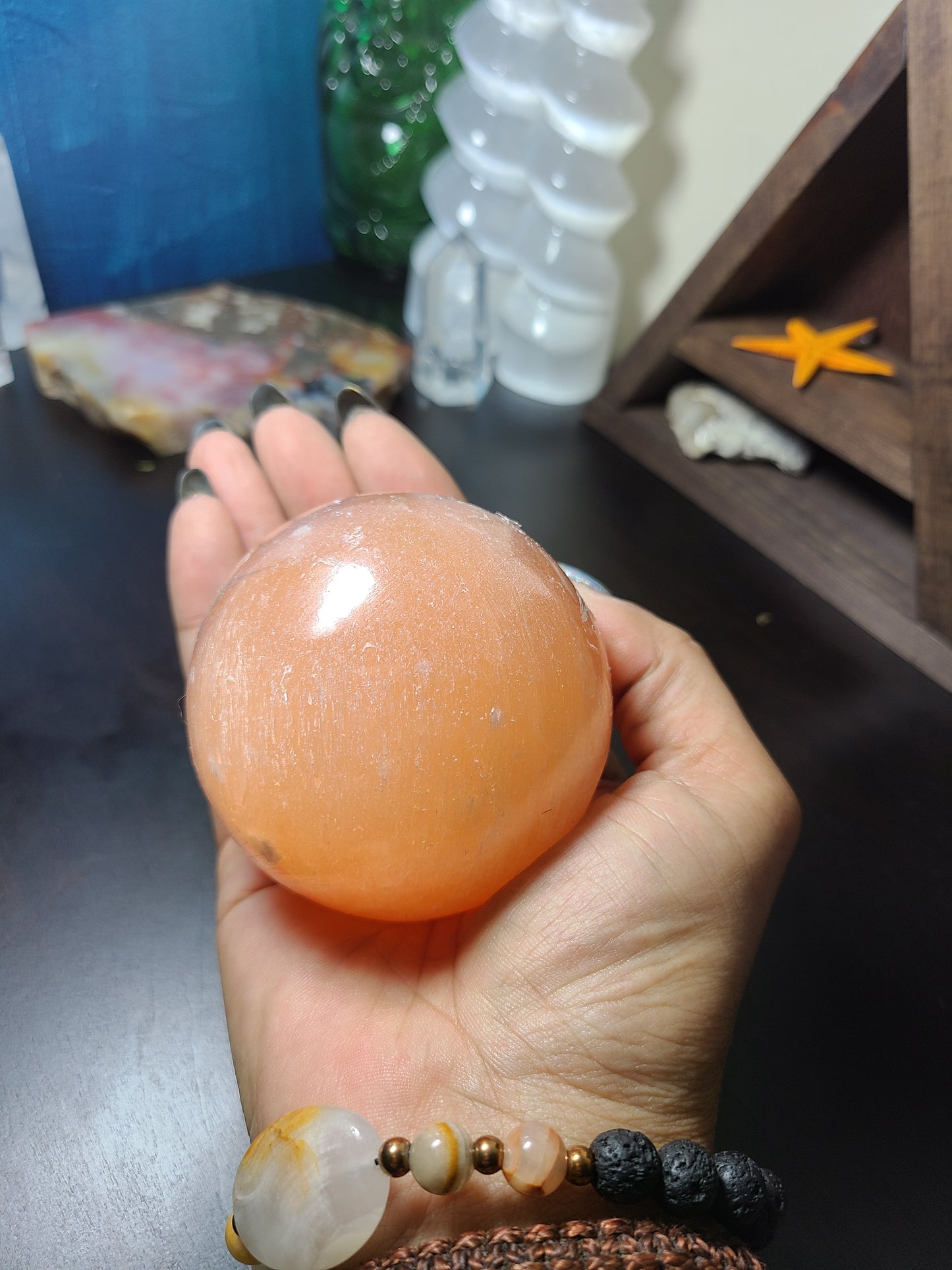Pretty & Peachy Selenite Orb