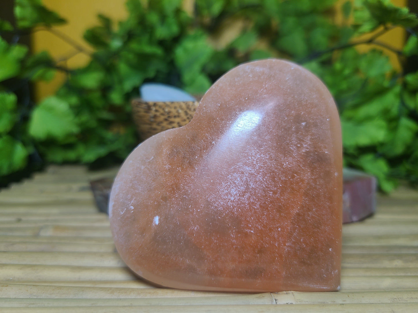 Large Peachy Selenite Heart