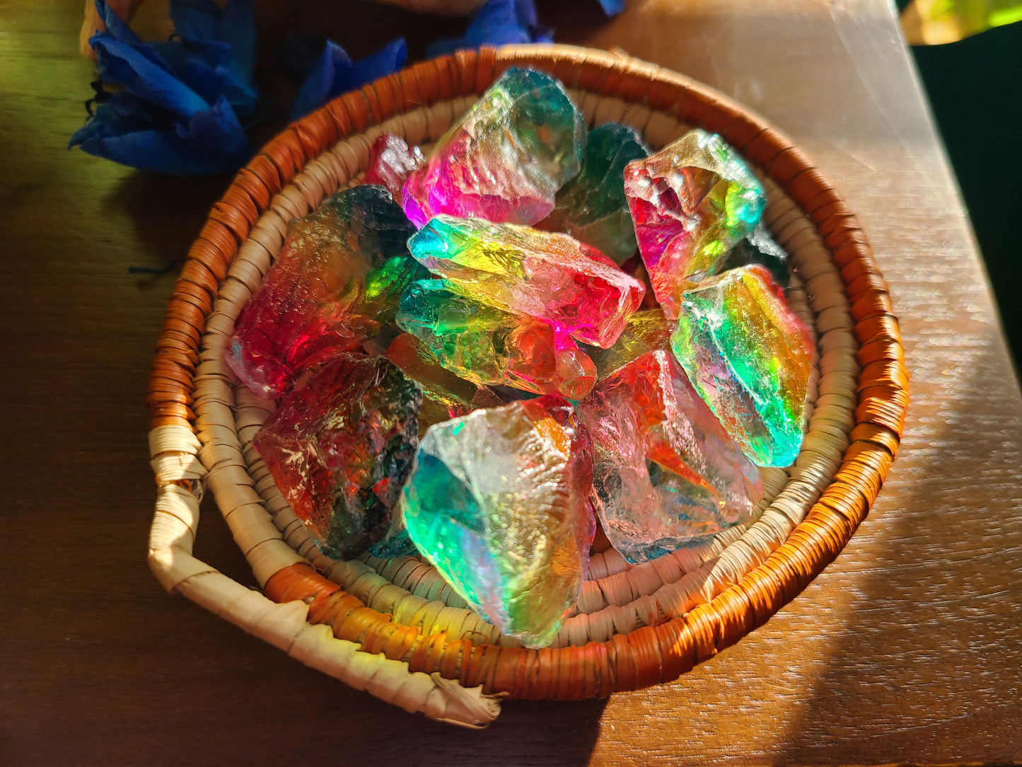Rainbow Aura Raw Quartz Stone