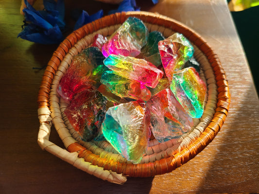 Rainbow Aura Raw Quartz Stone