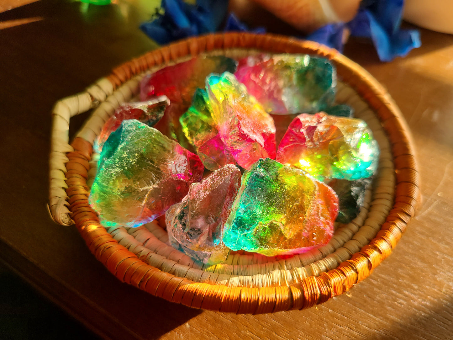 Rainbow Aura Raw Quartz Stone