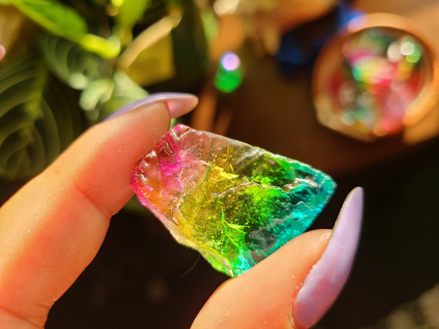 Rainbow Aura Raw Quartz Stone