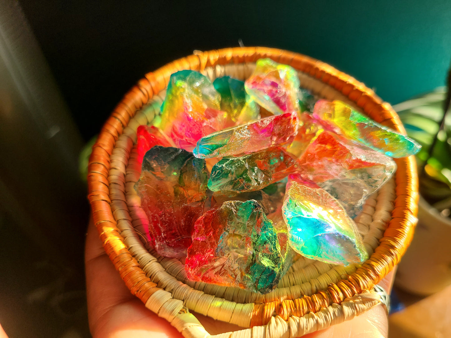 Rainbow Aura Raw Quartz Stone