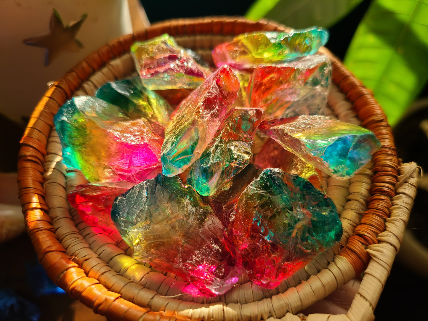 Rainbow Aura Raw Quartz Stone