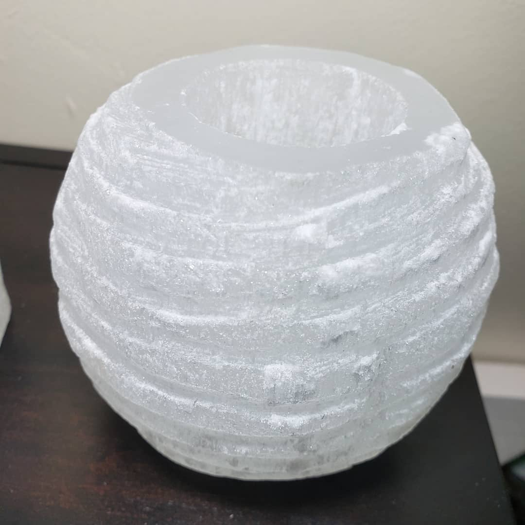 Spiral Selenite candle holder