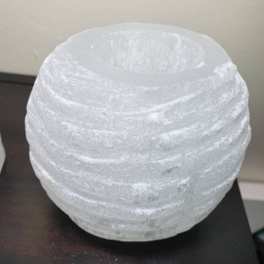 Spiral Selenite candle holder