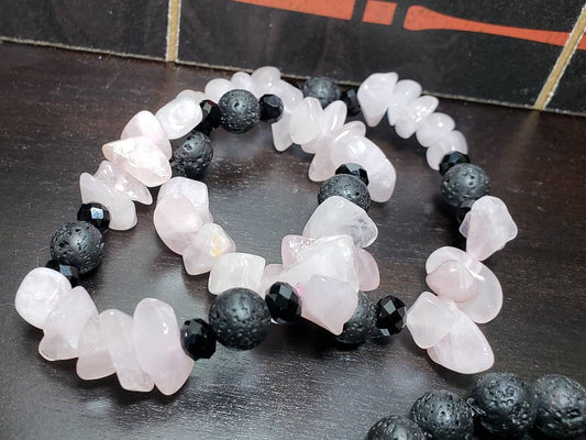 Rose Quartz and Lava bracelet