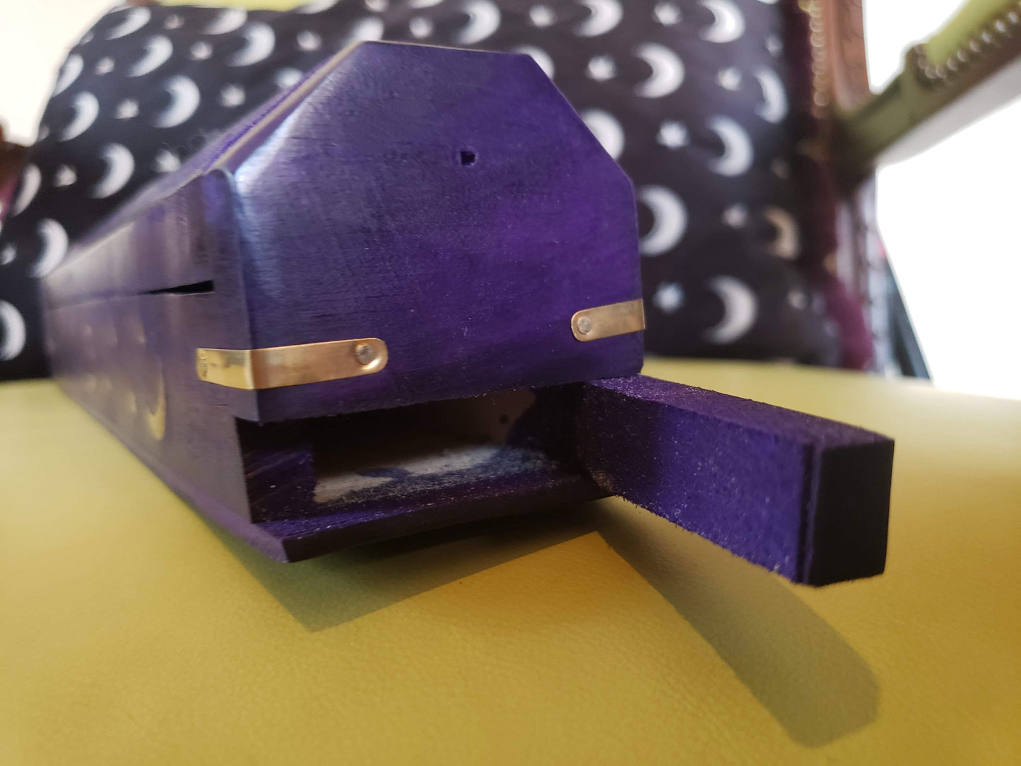 Purple Celestial Wood Coffin Incense Burner