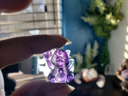 Natural Rainbow Fluorite Lucky Cat #4