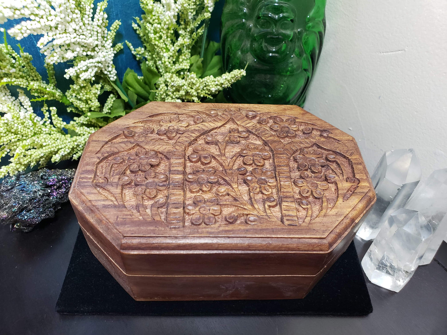 Floral Carved Wooden Box