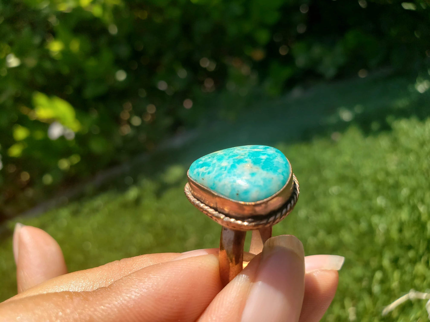 Larimar and Copper Ring