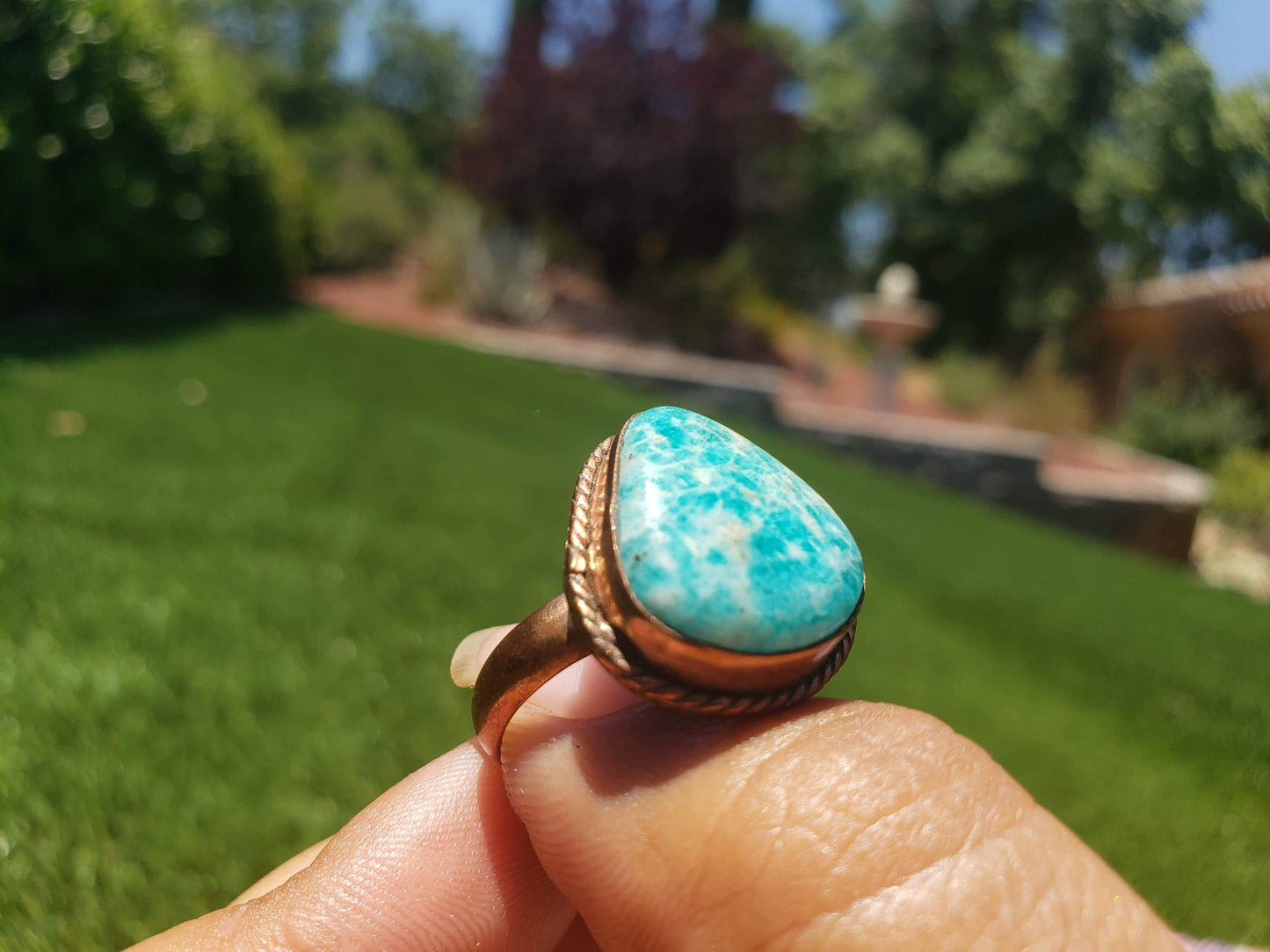 Larimar and Copper Ring