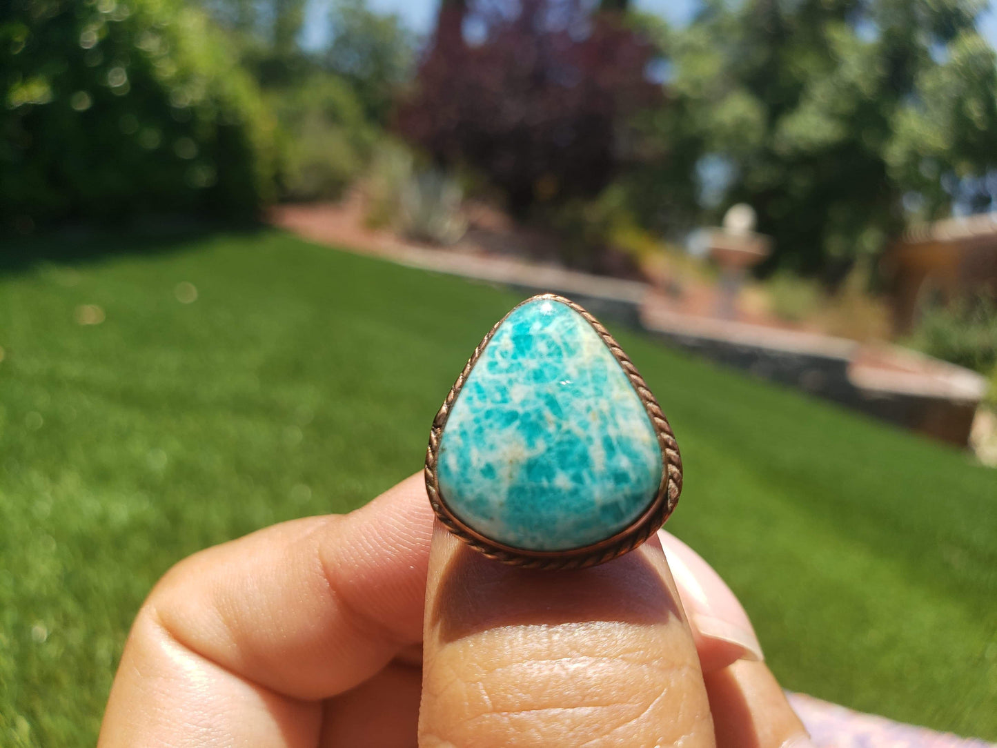 Larimar and Copper Ring